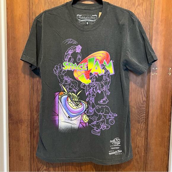 NWT Mitchell & Ness x Space‎ Jam Swackhammer Prospects Wash Grey T-Shirt Medium - Picture 3 of 9